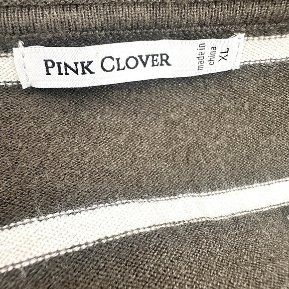 Pink Clover Stitch Fix Valencia Curved Hem Sweater Green Striped Size Xlarge - Picture 6 of 7